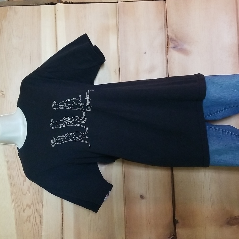 UNIQUE! Meerkats Embroidered on Black Tee, by Bagz for Paws, Size M